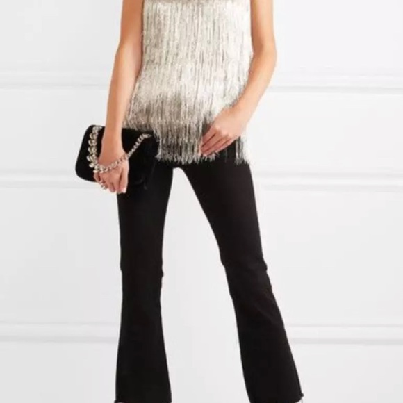 Rachel Zoe Gray Platinum Fringe Wick Top Tank XS - Picture 3 of 5